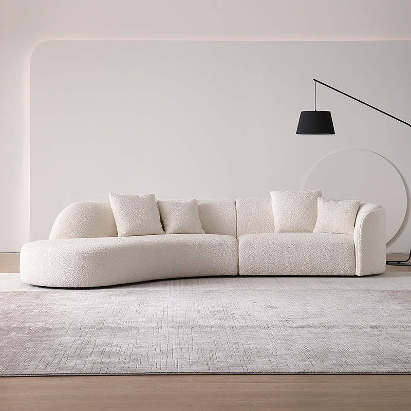 Toppinis羊羔绒月亮沙发客厅现代轻奢设计师意式极简弧形布艺沙发-图0