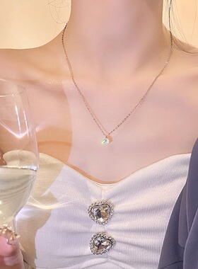 原创锆石钛钢女爆闪项链