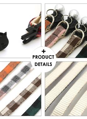 Pet Cat Dog Safety Plaid Cat Collar Buckles With Bell Adjust