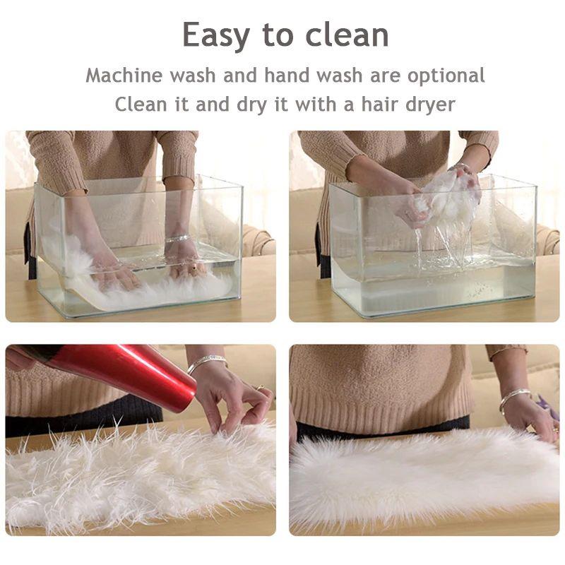 30x40cm Small Size Heart Shaped Fluffy Rug Shaggy Faux Wool - 图3