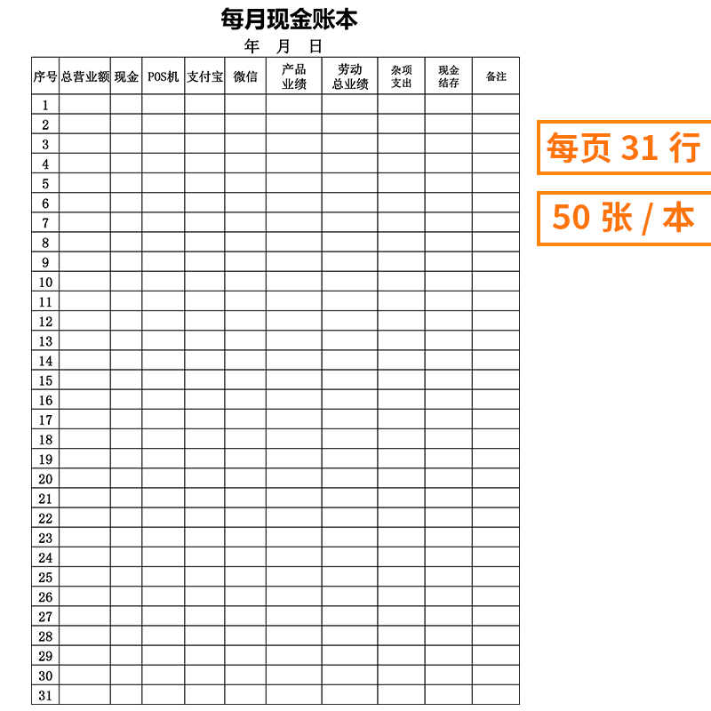 现金存货结存账本实用台账总月账务财记薪资物资礼金账本明细账-图1