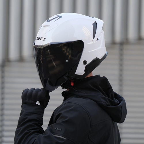 LS2摩托车半盔双镜片四分之三盔大码通勤电动车头盔夏踏板 OF618 - 图0