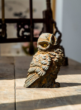 原创仿铸铁铁锈款猫头鹰客厅桌