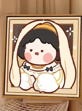 搞怪可爱趣味世界名画insQ版卡通少女挂画客餐厅儿童房装饰摆画