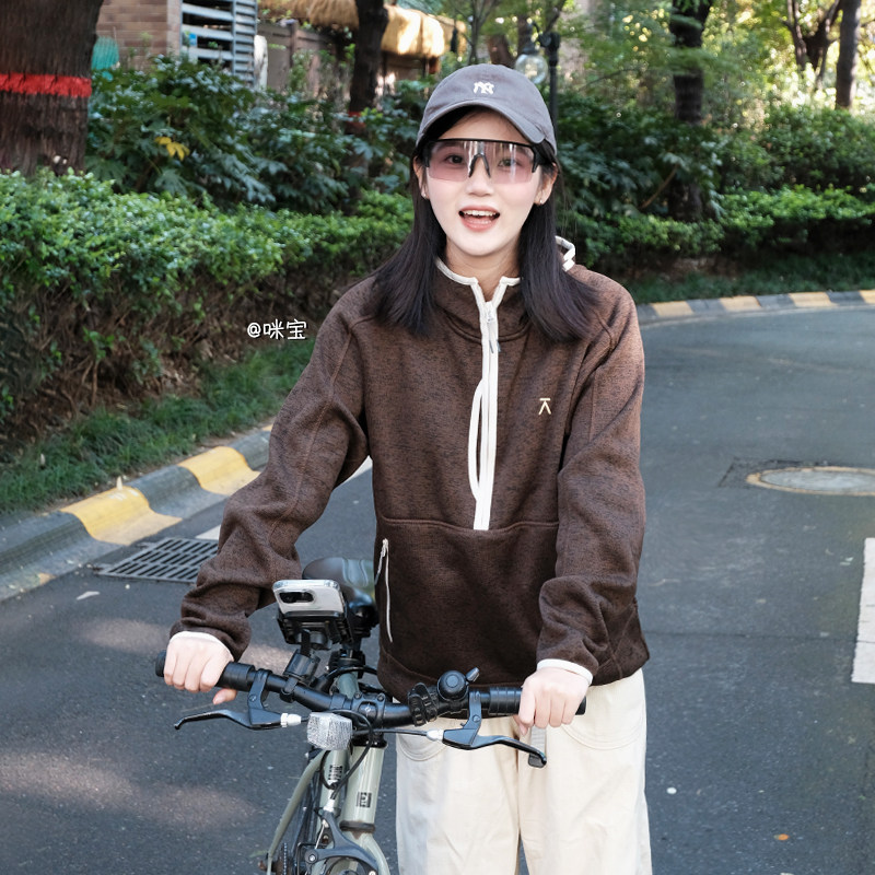 ACMEITEM爱棵米 户外亲子保暖抓绒连帽套头卫衣外套宽松上衣男女,淘宝优惠券,粉丝福利购,淘宝优惠卷