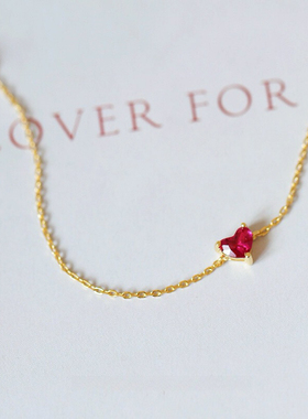 红宝石爱心手链纯银轻奢高级饰品