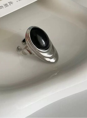 法式椭圆玛瑙戒指开口高级感饰品