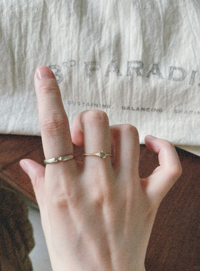 法式几何闪钻戒指纯银高级感饰品