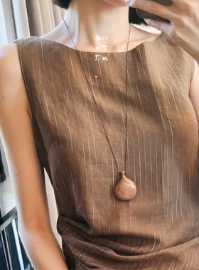 檀木酒壶项链长款复古手工高级感