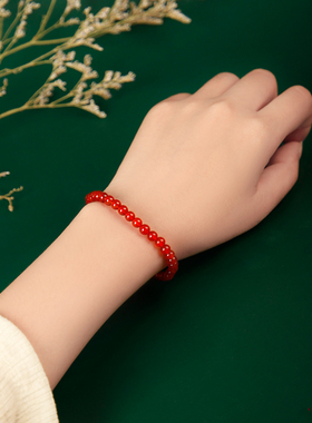小众红玛瑙本命年串珠水晶手绳
