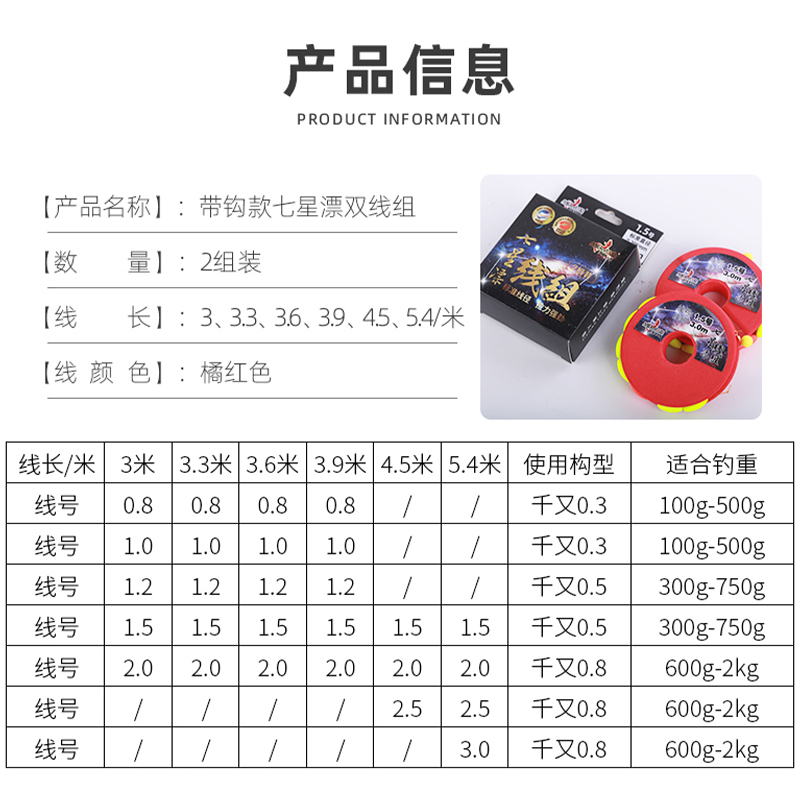 美人鱼旗舰店官网七星漂线组鱼线正品朝天钩线组套装成品主线组-图0