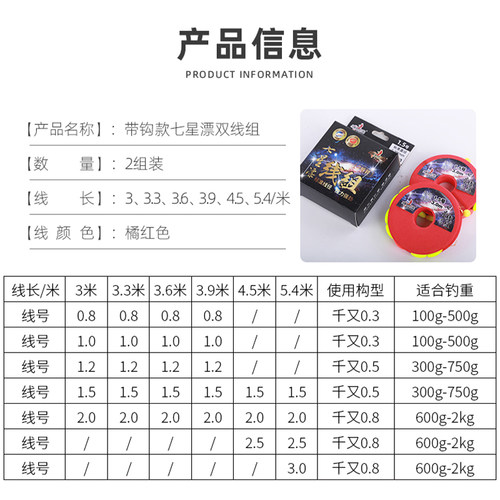 美人鱼旗舰店官网七星漂线组鱼线正品朝天钩线组套装成品主线组-图0