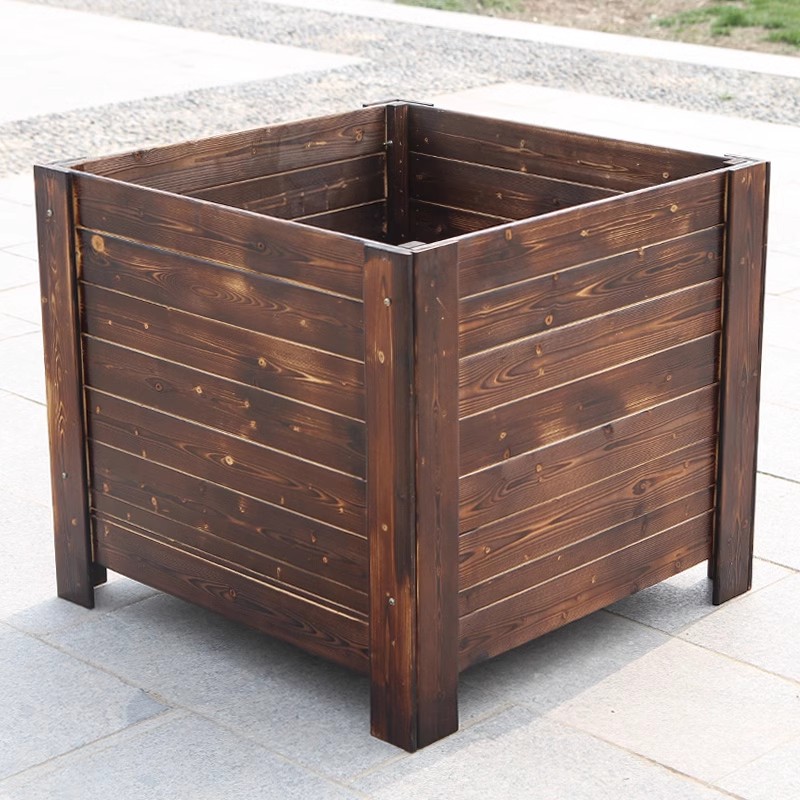 防腐木花箱室外庭院长方形加厚碳化木种植箱幼儿园种花实木大花槽