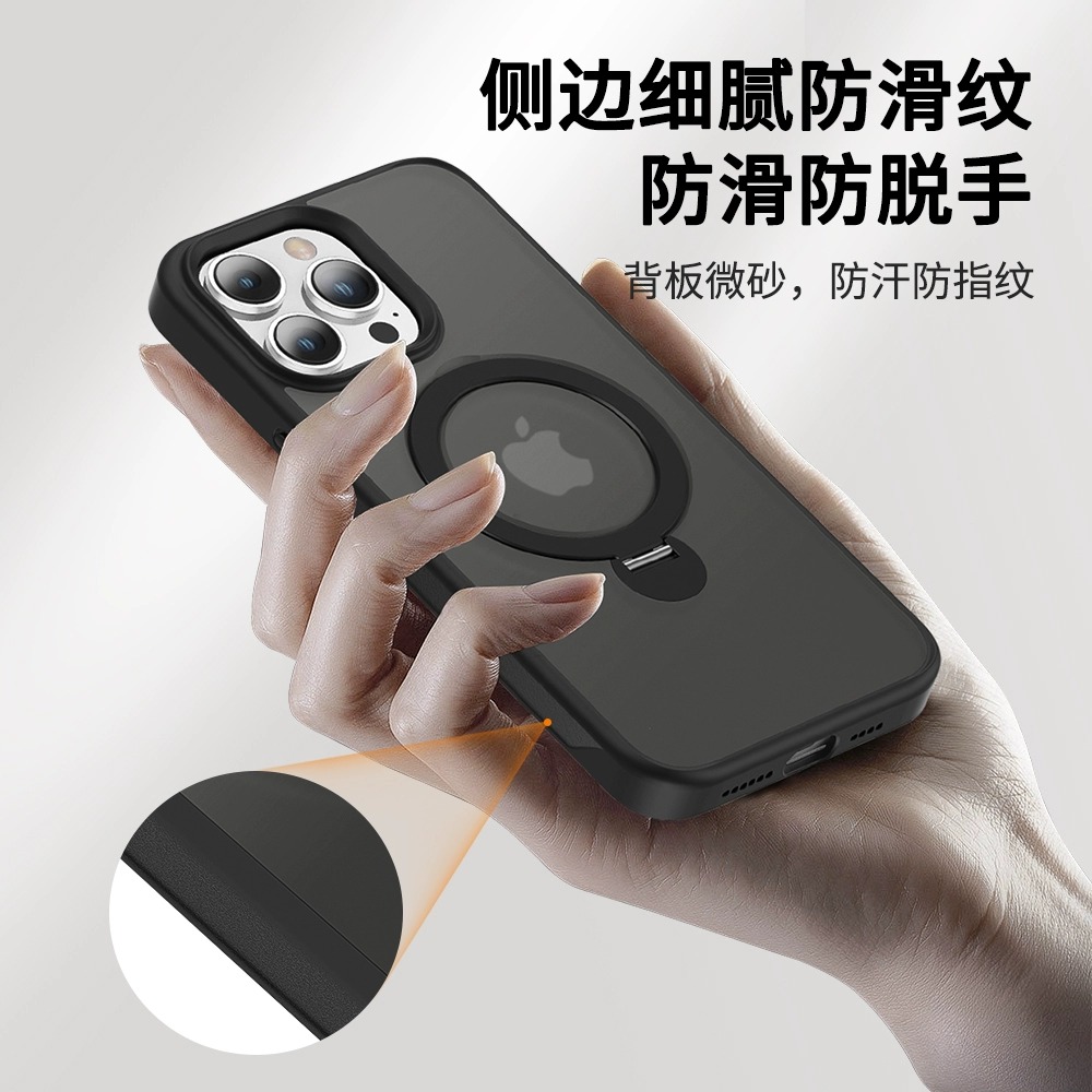 360°支点壳适用iPhone14promax手机壳苹果15pro新款透明自带支架的14全包防摔13磁吸plus手机套女高级感潮牌 - 图2