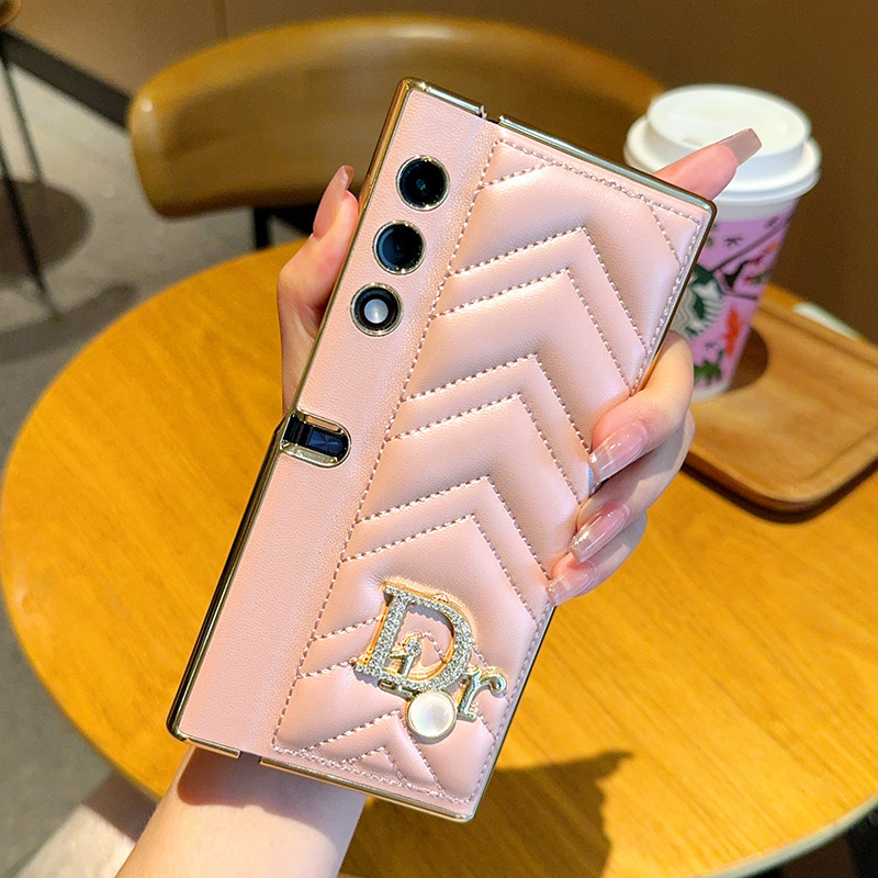 适用于荣耀VPurse手机壳DR皮革V纹电镀金色V Purse折叠屏手机套网红女款奢华简约超薄全包防摔保护套,淘宝优惠券,粉丝福利购,淘宝优惠卷