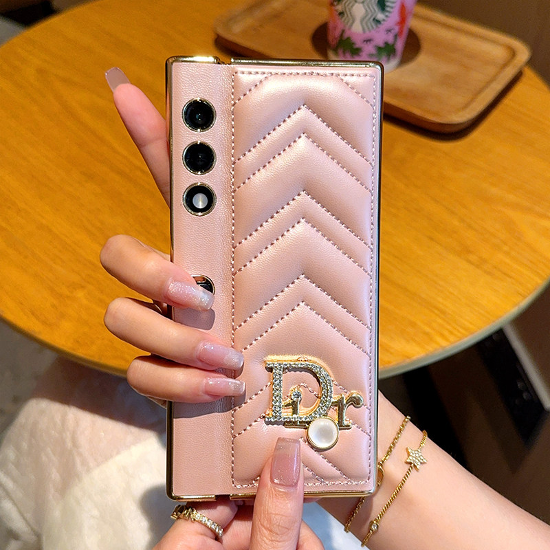 适用于荣耀VPurse手机壳DR皮革V纹电镀金色V Purse折叠屏手机套网红女款奢华简约超薄全包防摔保护套,淘宝优惠券,粉丝福利购,淘宝优惠卷