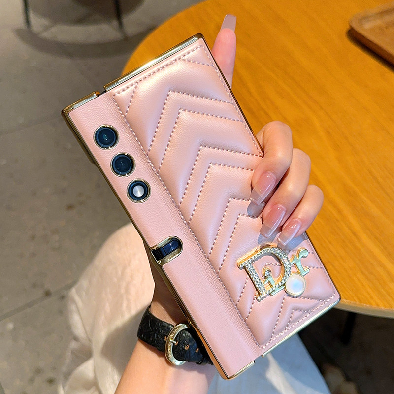 适用于荣耀VPurse手机壳DR皮革V纹电镀金色V Purse折叠屏手机套网红女款奢华简约超薄全包防摔保护套,淘宝优惠券,粉丝福利购,淘宝优惠卷