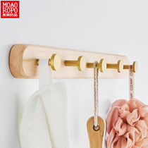 After door hooks into door Xuanguan Kitchen Makeup Room Day Style Wood Hanging Clothes Hook Bathroom Row of Key Hanging Ins