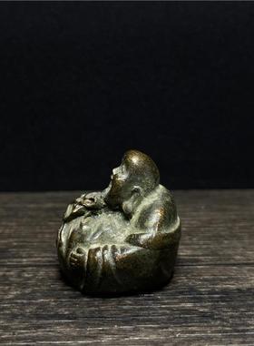 古董古玩 老货收藏 仿古老弥勒佛笑口佛大肚佛坐像包浆老气工艺品