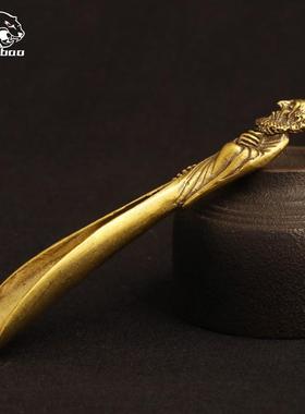 古玩铜器铜佛菩提达摩祖师铜像摆件古法工艺复古做旧茶叶铲分茶铲