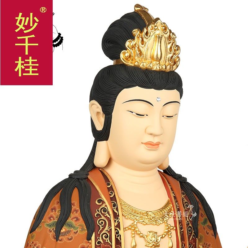 台湾彩绘纯铜西方三圣佛像本命佛 妙千桂摆件