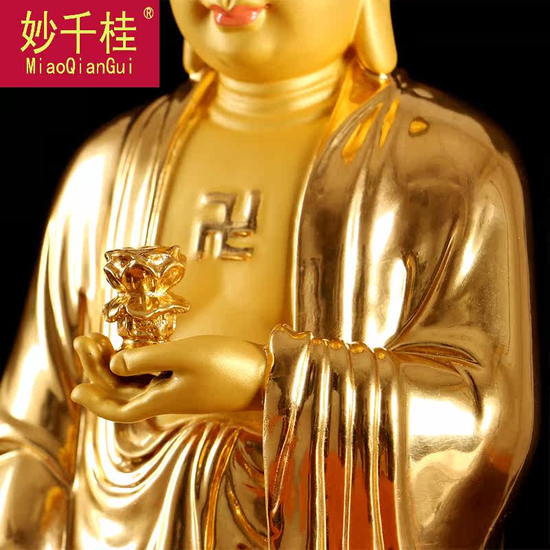 妙千桂纯铜观音菩萨大势至站立铜像 妙千桂摆件