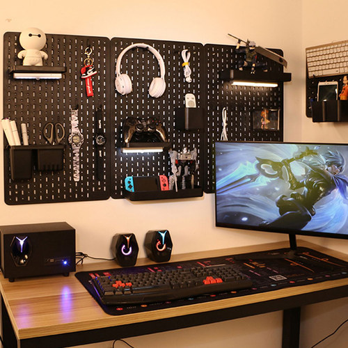 适用宜家洞洞板套装书桌可夹固定支架挂钩餐边柜咖啡台工具架勾子 - 图0