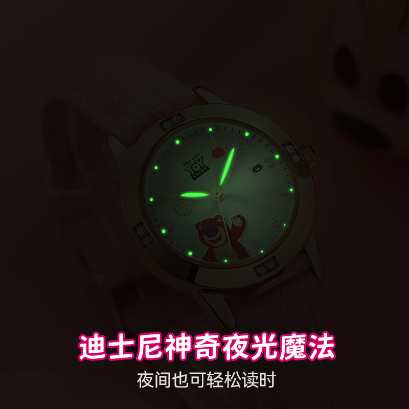 迪士尼儿童手表女孩小学生只看时间草莓熊联名女童生日礼物电子表