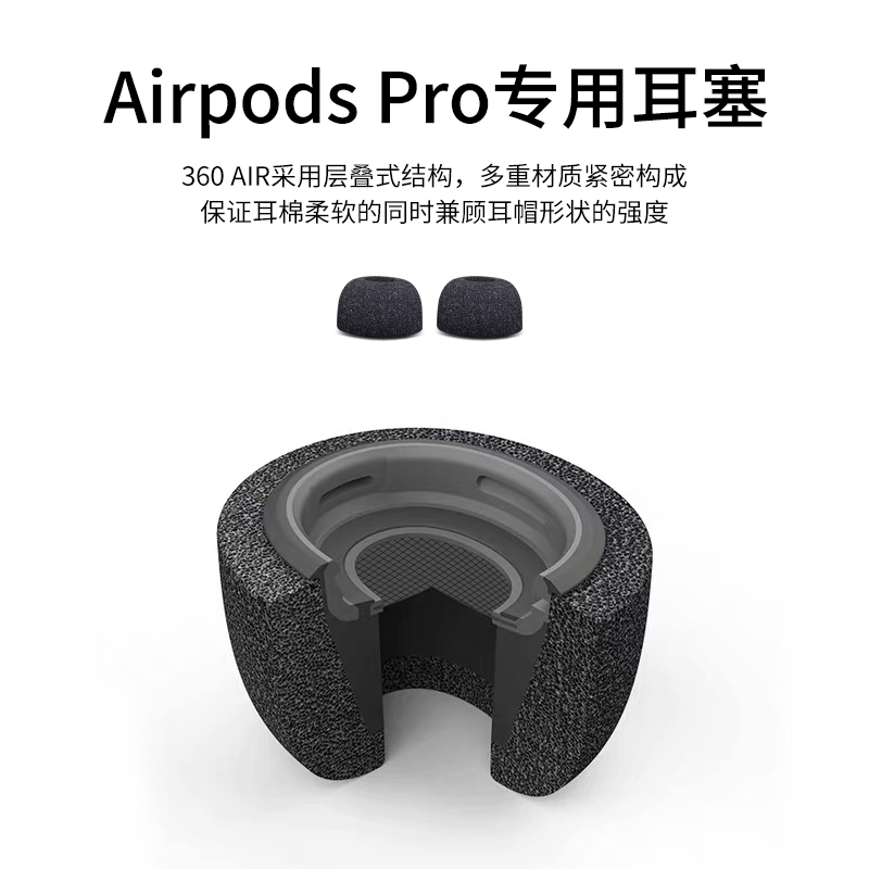 的喀 airpodspro2代空气海绵耳塞苹果无线蓝牙耳机盒防滑丢硅胶套耳帽airpods3AirPodsPro替换耳棉配件保护套-图1