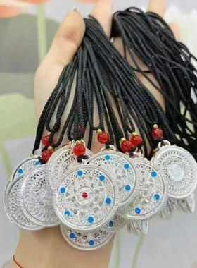 金店促销礼银葫芦八宝罗盘花苞福锁胖福袋吊坠银离子银锁扣伴手礼