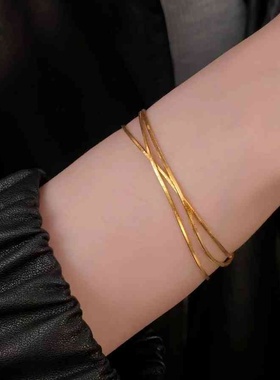 新款蛇骨链越南沙金项链简约气质小众锁骨链高级感金百搭项链礼物