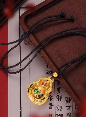 项链女款2025新款高级感轻奢小众古法金转动六字真言葫芦吊坠女款