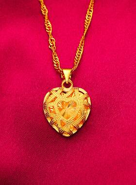 越南沙金水滴女士项链爱心水滴圆形时尚圆棍项坠妈妈婚庆直播