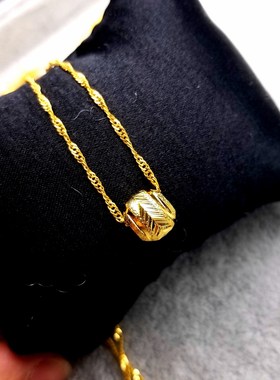 创意时尚沙金转运珠项链 简约吊坠饰品 新款锁骨链女圆珠项链