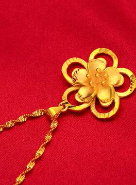 越南沙金女款喷砂花朵吊坠 日韩时尚镀金小花吊坠直播货源 女