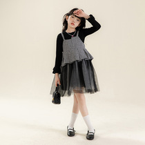 Britains next road girls suit Spring and autumn 2023 new big childrens tennis dress Two sets of foreign air one-piece dress
