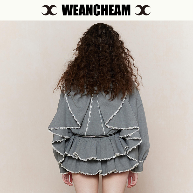 WEancheAM/未未姆  24SS春夏新品牛仔外套女蝴蝶结上衣水洗做旧