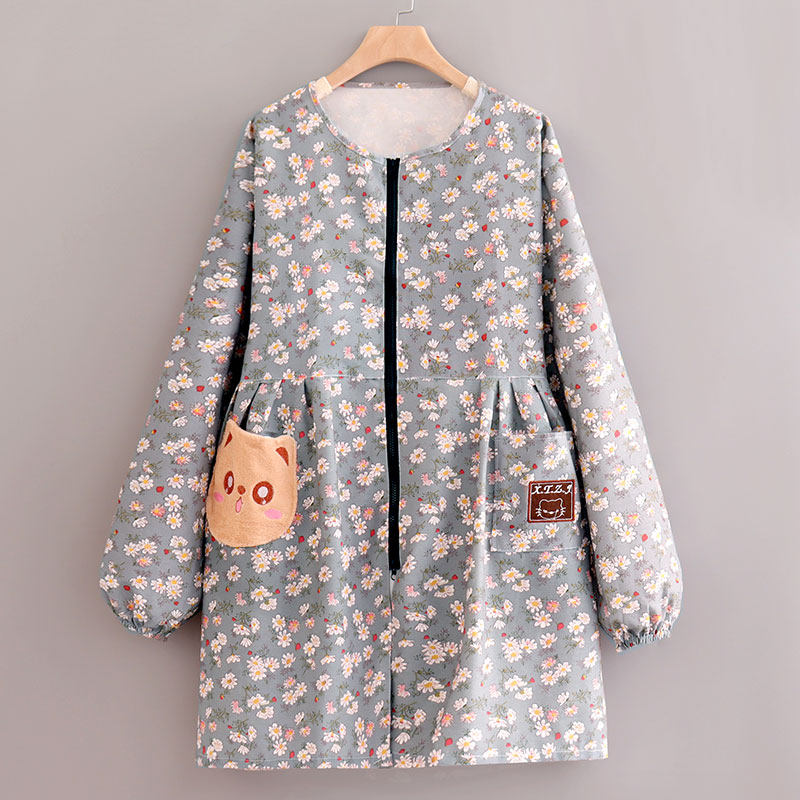 加肥女大人帆布长袖围裙正穿罩衣外套碎花布料工作服上班透气耐磨,淘宝优惠券,粉丝福利购,淘宝优惠卷