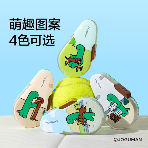 得力纽赛乔古曼联名修正带按动封闭门修正带按动式涂改带学生用侧按带可换芯改错带卡通可爱恐龙修正带 - 图1