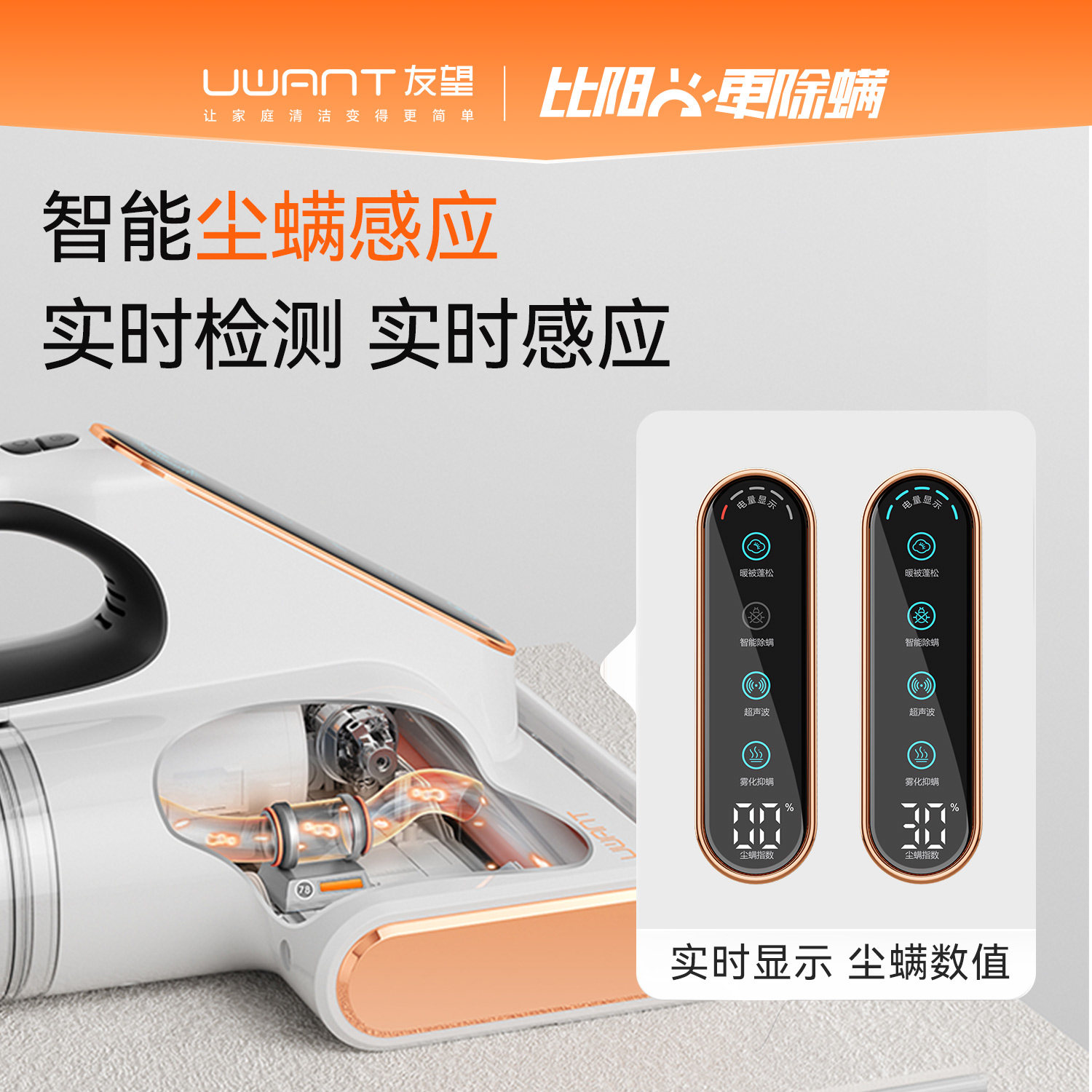 UWANT友望无线除螨仪家用床上除螨神器紫外线雾化抑螨魔法师M400U,淘宝优惠券,粉丝福利购,淘宝优惠卷