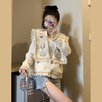 Design Sense Jacket Lady Autumn Winter 100 Hitch 2023 New Long Sleeves Name Yuan small Fragrant Wind Short small crowdjacket