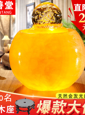 透光风水轮假山流水喷泉石头风水高山流水摆件风水球客厅开业礼品