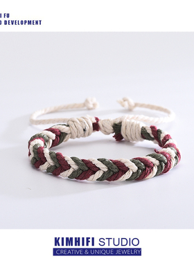 ins风手工编织小众设计情侣手绳手工男韩版学生时尚简约手链手串