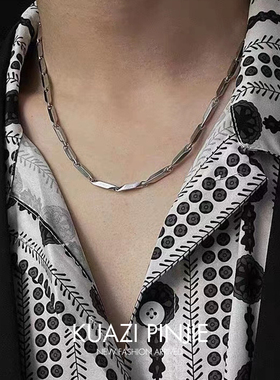 高级嘻哈钛钢瓜子链情侣锁骨链