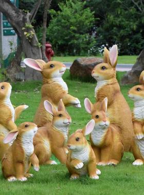 花园摆件户外彷真动物雕塑兔子大型树脂户外园林小品别墅庭院装饰