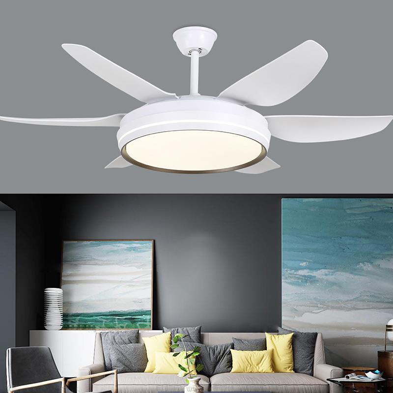 森林风52寸变频大风力吊扇灯 客厅白色风扇灯 现代简约风扇吊灯 - 图2