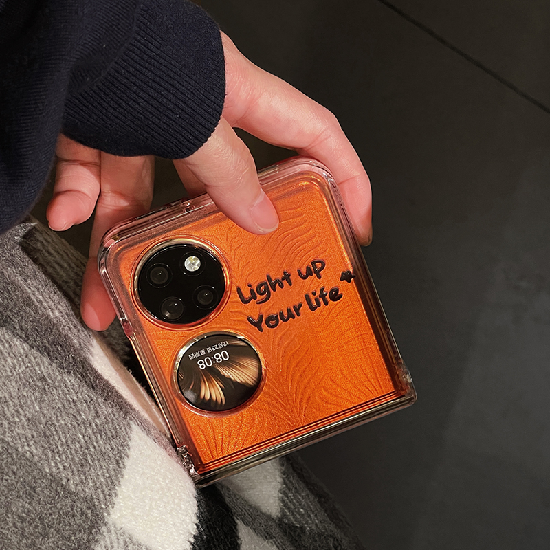 适用华为pocket2手机壳时尚poket橙色英文pocketS折叠屏S保护套p50pocket宝盒pokcet2情侣壳子Pockte网红pock - 图2