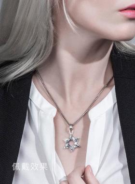 2026六芒星吊坠项链女情侣小众设计百搭锁骨链男士复古潮流不掉色