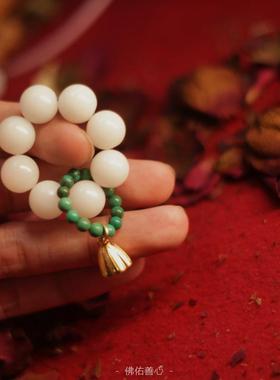 2026天然白玉菩提根小手捻绿松石指尖文玩绕指柔女设计