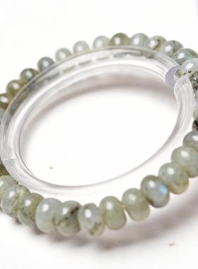 2026富宏珠宝 天然灰月光拉长石算盘珠单圈手链时尚饰品手串厂家